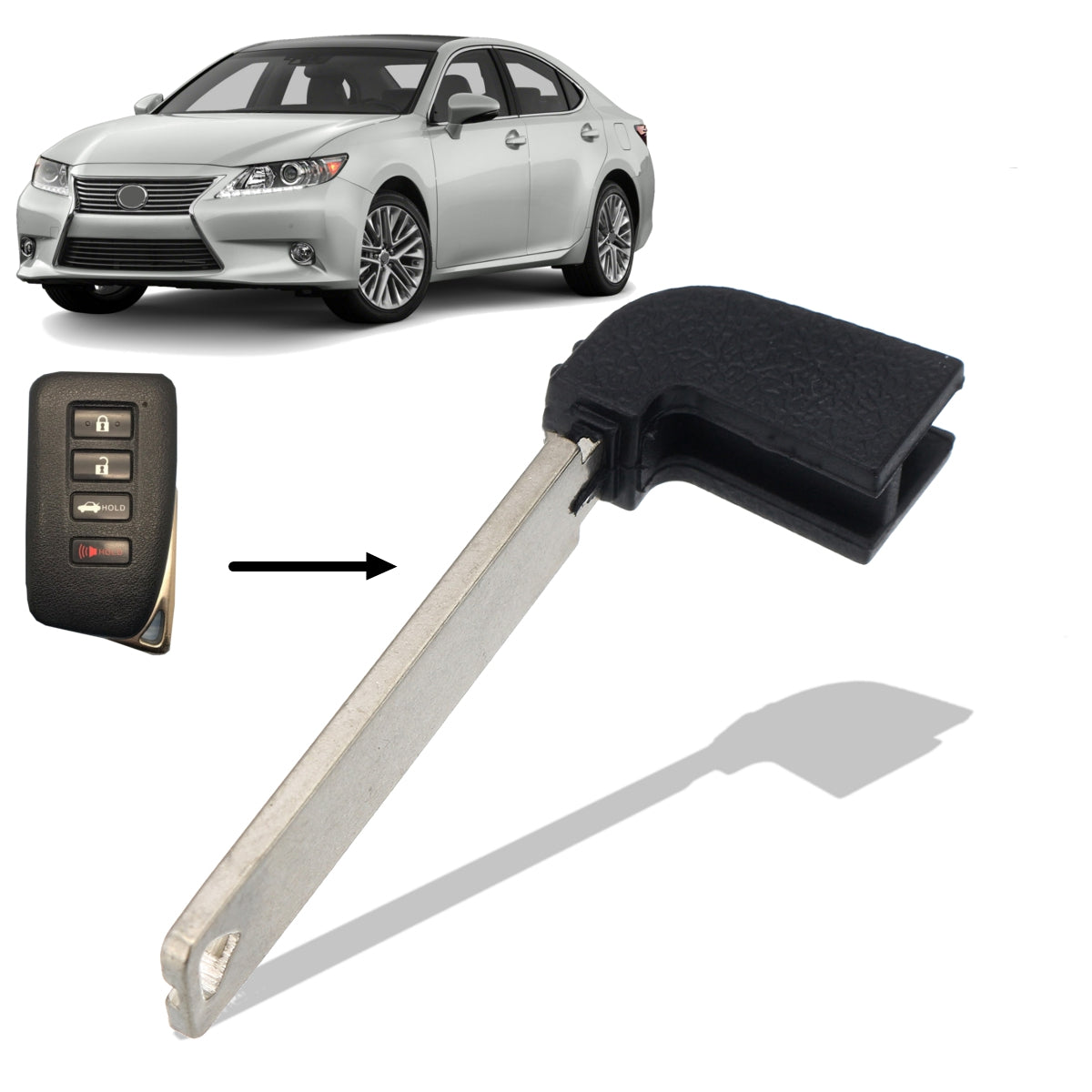 Dark Slate Gray Uncut Emergency Smart Remote Insert Key Blade Blank For Lexus GS350