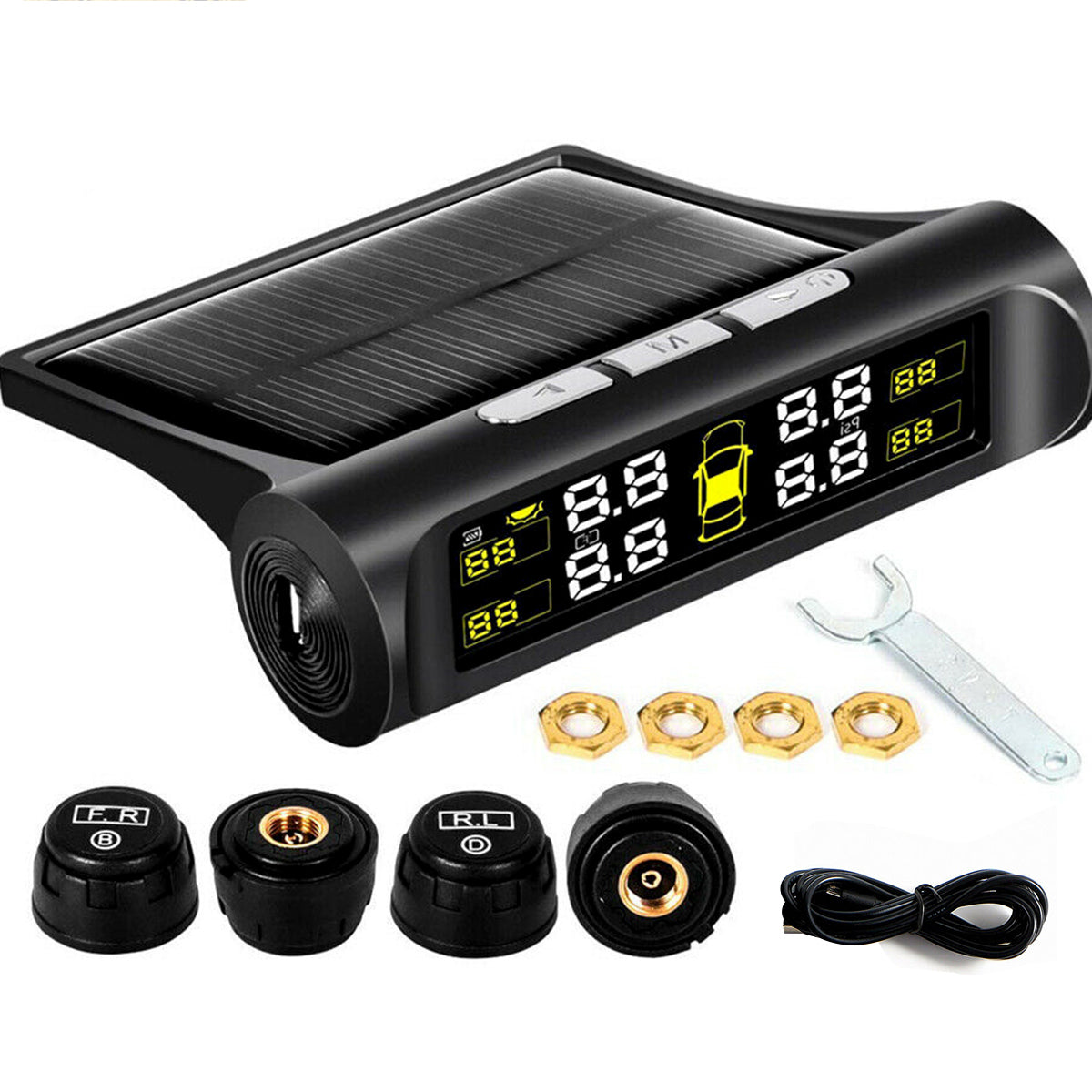 Wireless Solar TPMS LCD Car Tire Pressure Monitoring System + 4 External Sensor - Auto GoShop