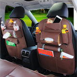 Leather Car Seat Back Storage Bag Waterproof Seat Cover Multi-functional Cup Holder Organizer - Auto GoShop