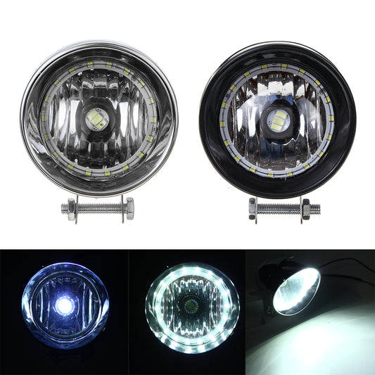 Black / Chrome LED Motorcycle Bullet Headlights High/Low Beam Head Light Lamp - Auto GoShop