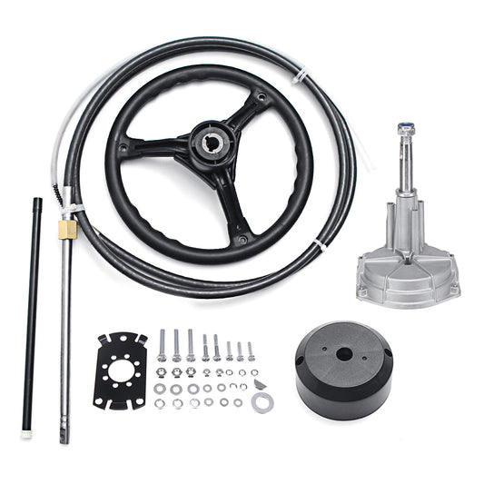 10FT Marine Engine Steering System Turbine Rotary Boat Yacht Outboard Mechanical Cable Wheel - Auto GoShop