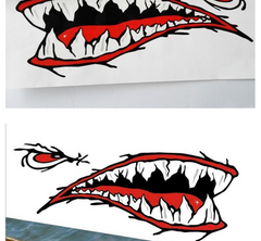 White Smoke Shark Teeth Mouth Kayak New Car Sticker (Photo Color)