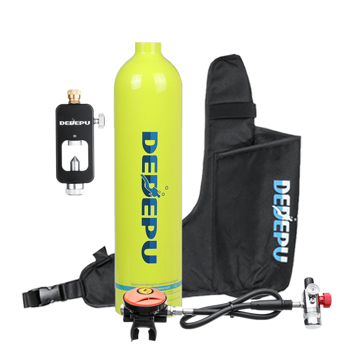 Light Goldenrod 1L Scuba Diving Oxygen Cylinder Air Tank Breathing Valve Diving Equipment+Bag