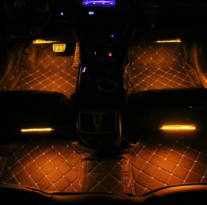 Saddle Brown POSSBAY Car RGB Lights LED Strip Neon Lamp Decorative Atmosphere Lights Wireless Remote/Music/Voice Control Car Interior Light