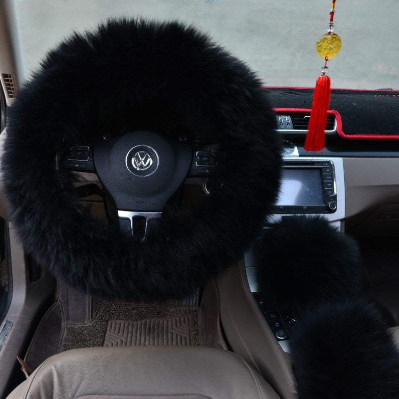Three-piece wool steering wheel cover - Auto GoShop
