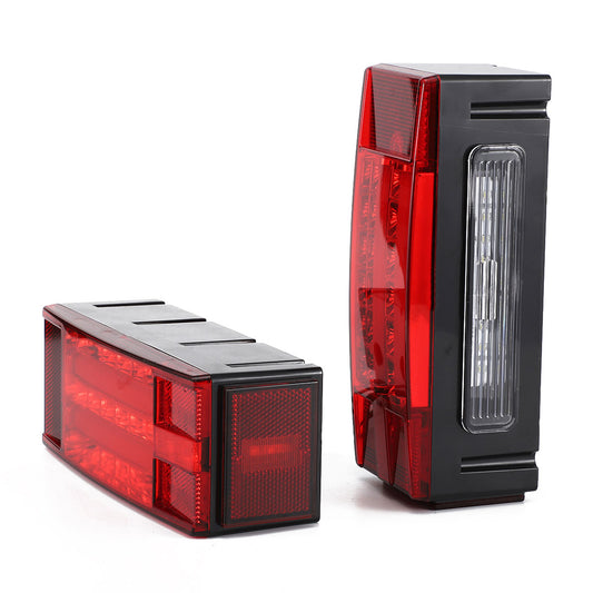 Brown Pair LED Rectangle Stud Stop Turn Tail Lights Waterproof Red for Truck Trailer Boat