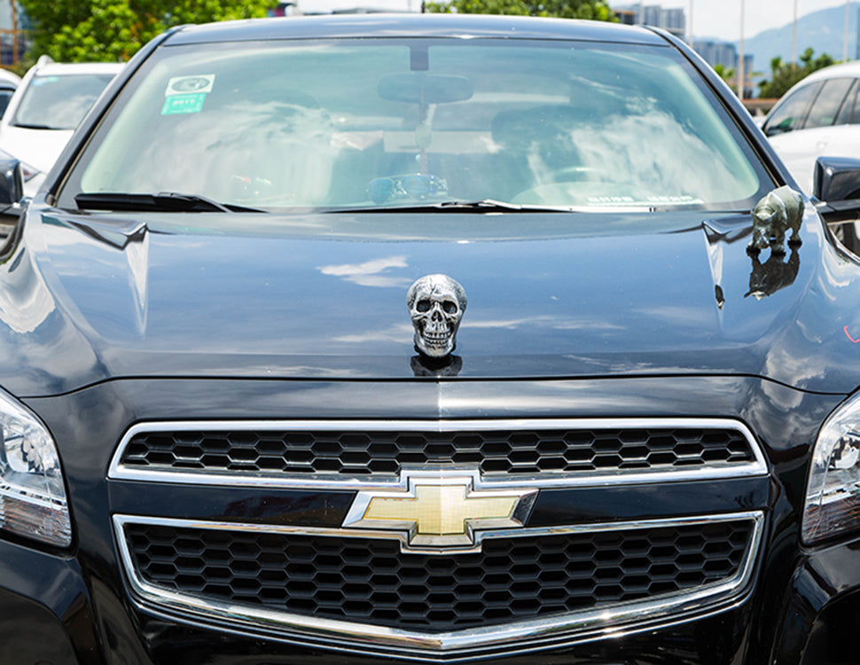 Dark Gray Skull front car cover (Silver)