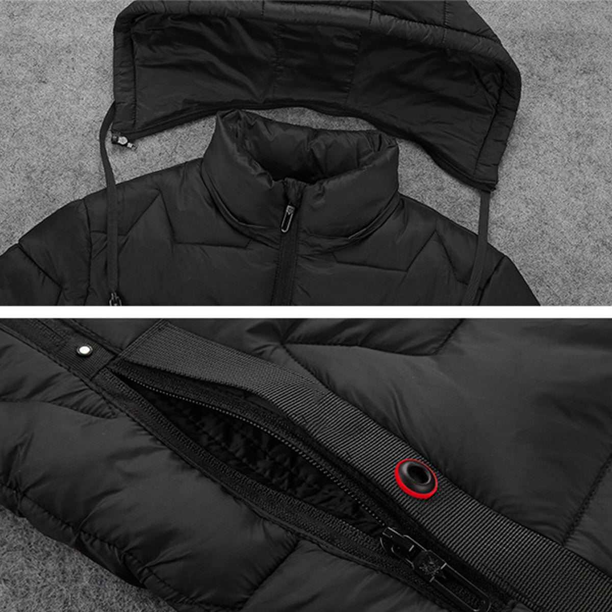 Dark Slate Gray USB Electric Heated Coats Heating Hooded Jacket Long Sleeves Winter Warm Clothing