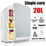 Light Gray 20L Single Dual-core Car Mini Fridge Travel Cool & Warmer Home Refrigerator 220V/12V