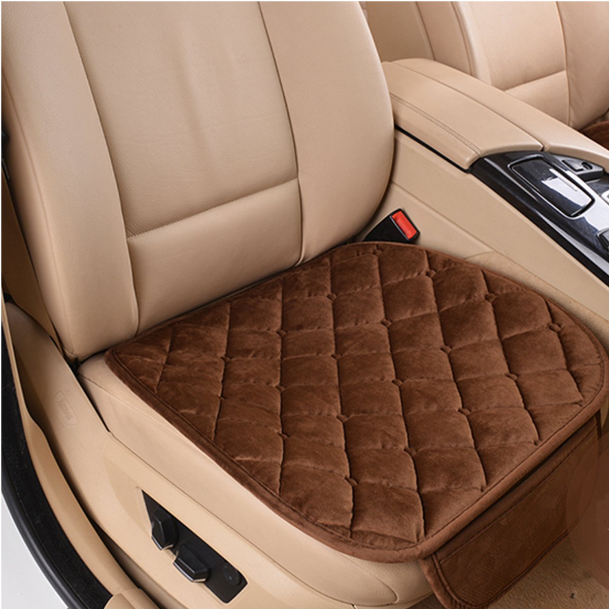 Plush Car Front Seat Cushion Covers Breathable Chair Protector Seat Pad Mat for Four Season - Auto GoShop