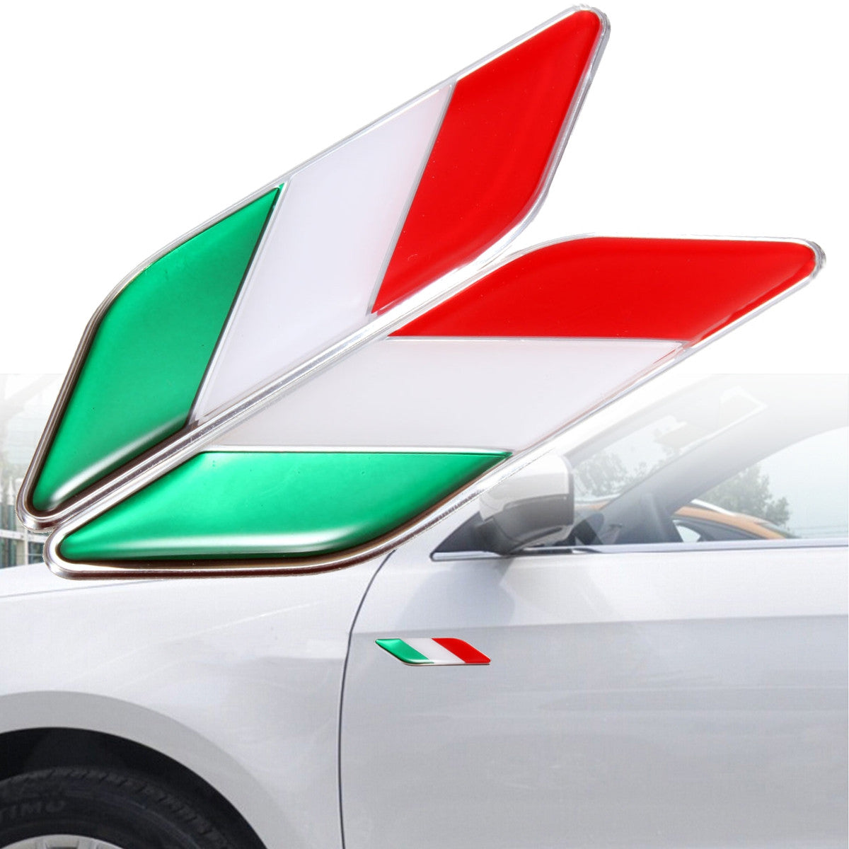 Red 2pcs 3D Itllian Italy Flag Sticker Badge Emblems Decal Decor For Car Truck Laptop