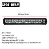 Dark Slate Gray 7Inch/13Inch/19Inch LED Work Light Bar 12LED/24LED/36LED 36W/72W/108W 6500K IP67 12V-80V Slim Single Row Spot Beam Off-Road Waterproof