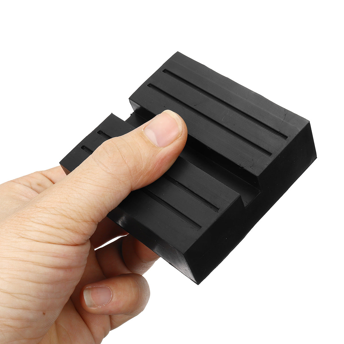Black Car Universal Rubber Slotted Pad Lift Trolley Jacking Block Guard Adapter - Auto GoShop