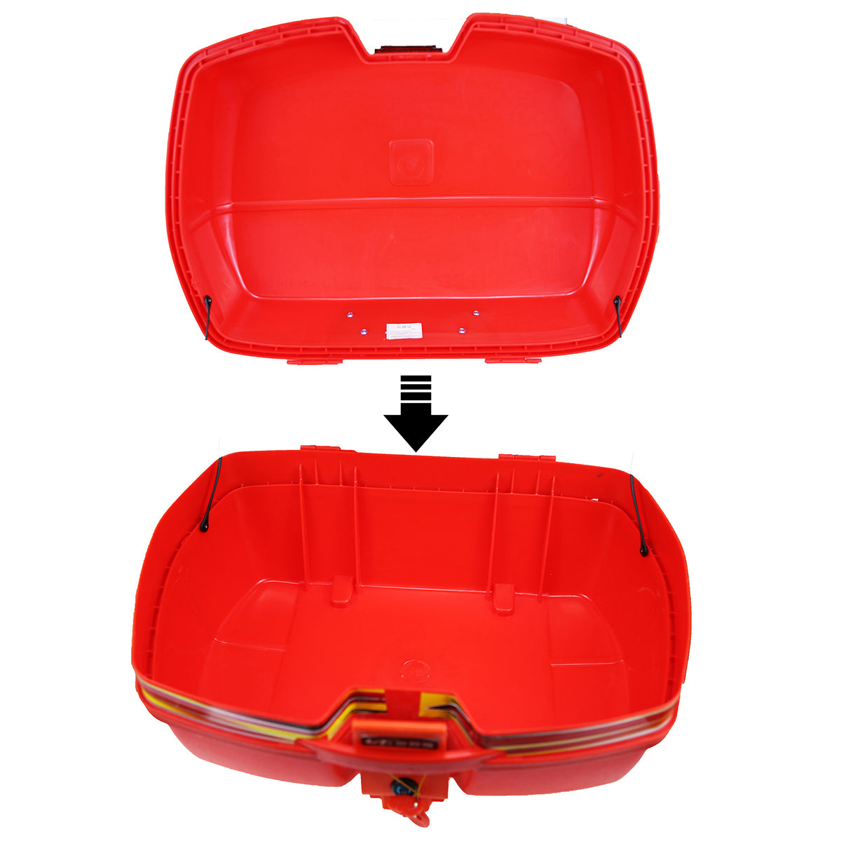Orange Red Motorcycle Tour Tail Box Scooter Trunk Luggage Top Lock Storage Carrier Case