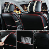 Black PU Leather Full Surround Car Seat Cover Cushion Front & Rear Set Fit for 5 Seat Car - Auto GoShop