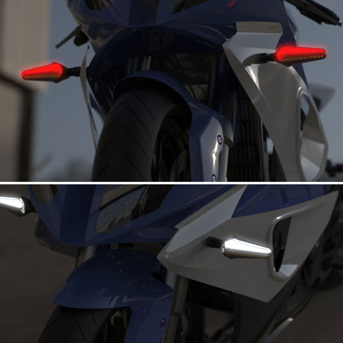 Black Pair Motorcycle Dynamic LED Turn Signal Indicator + Neon Glow EL DRL Stop Lights