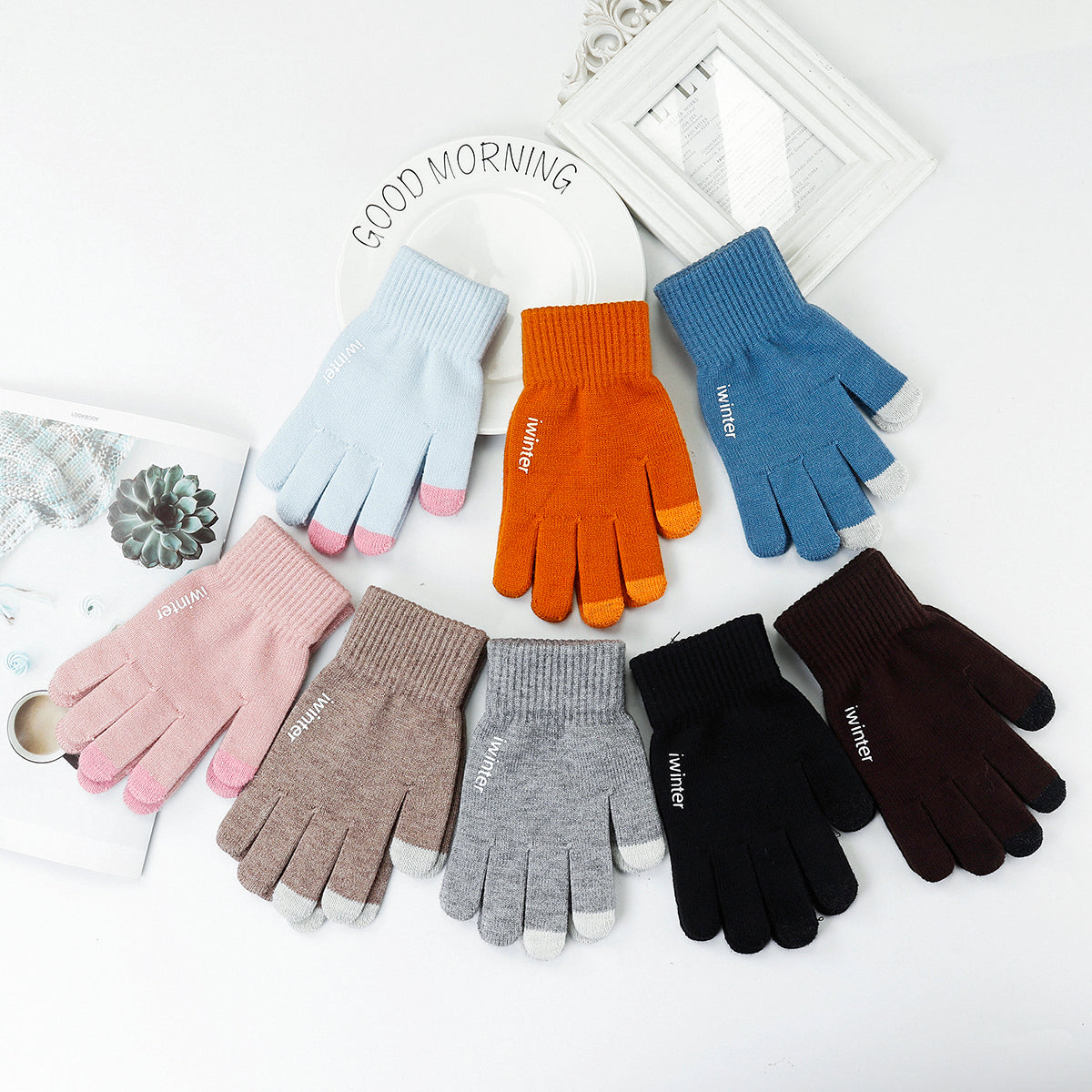 Sienna Knitted Touch Screen Outdoor Gloves Motorcycle Winter Warm Windproof Fleece Lined Thermal Non-slip