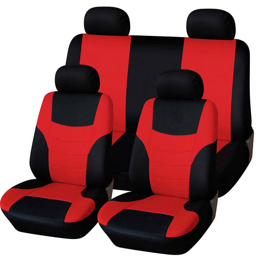 8Pcs Polyester Fabric Car Full Seat Cover Cushion Protector Set Front Rear 4 Heads Universal - Auto GoShop