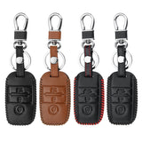 Saddle Brown PU Leather Smart Remote Car Key Case/Bag 3 Button Cover Protector Holder for KIA