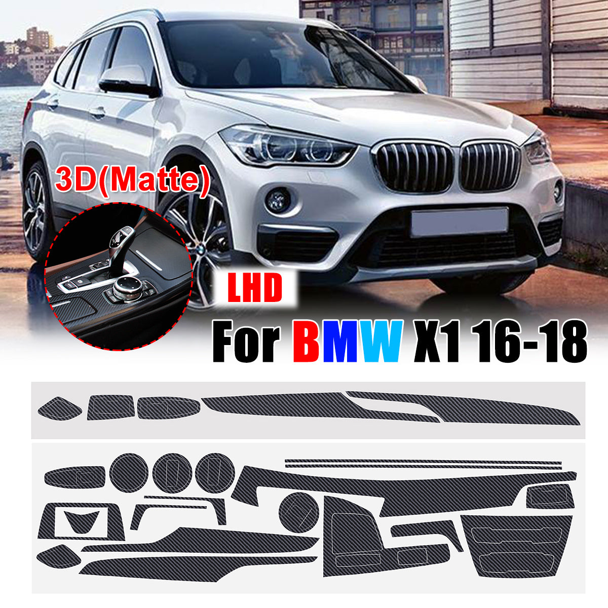 LHD Carbon Fiber Interior Sticker Vinyl For BMW X1 2016-2018 - Auto GoShop