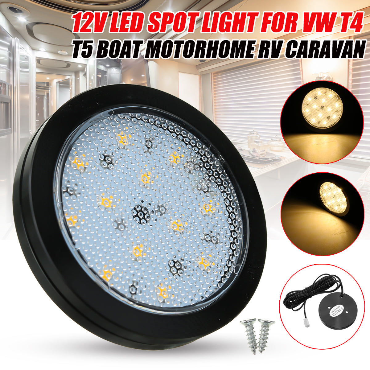 Light Steel Blue 2W 12V LED Spot Light Ceiling Interior Lamp Downlight For VW T4 T5 RV Caravan