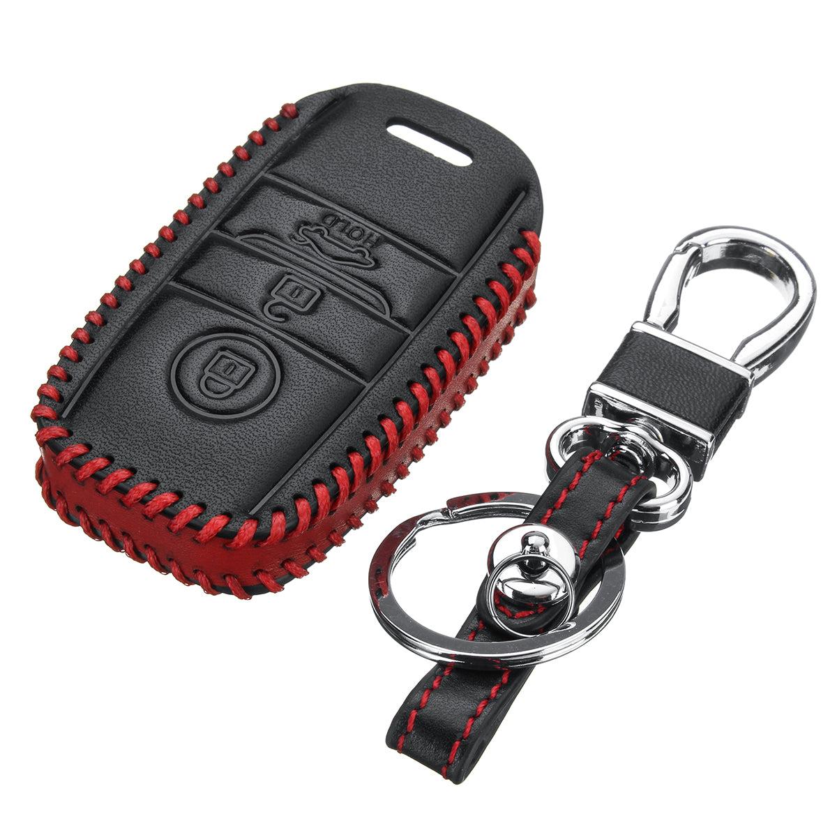 Dark Red PU Leather Smart Remote Car Key Case/Bag 3 Button Cover Protector Holder for KIA