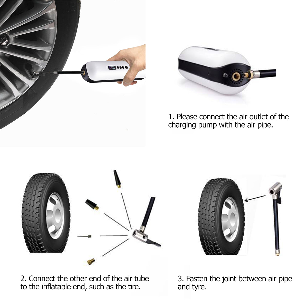 Snow 12V 150PSI Portable Cordless Air Compressor Tire Inflator Digital LCD Pump For Vehicle