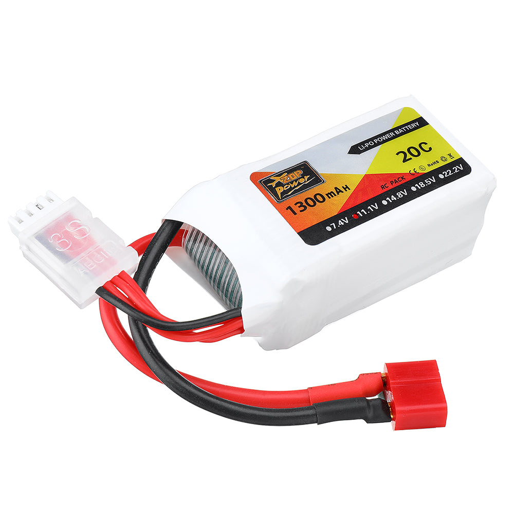 Orange Red ZOP Power 11.1V 1300MAH 20C 3S Lipo Battery T Plug for RC Car