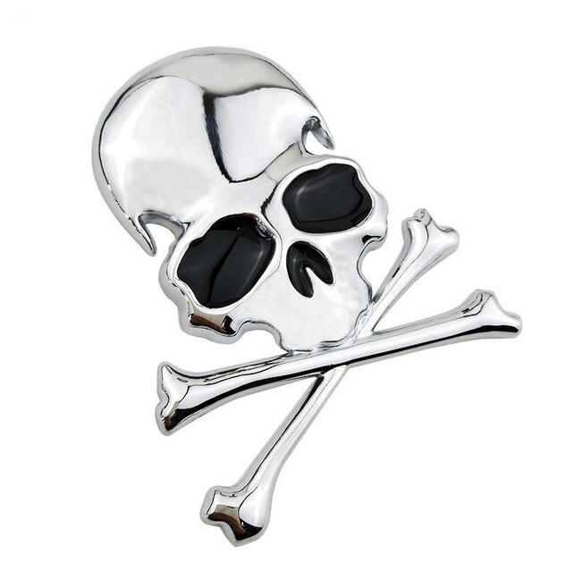 Black 3d metal alloy zinc skull skeleton bones car truck bike stickers labels emblem sign car styling jewelry intimate accessories