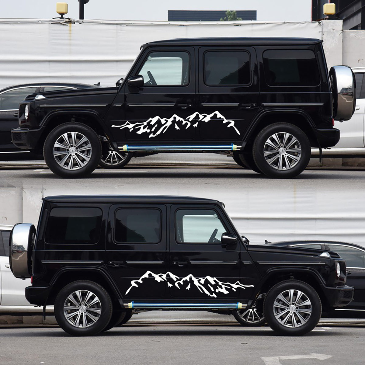 Black 2pcs Door Side Body Stickers Decal Mountain Style For Car Truck Camper Van Caravan