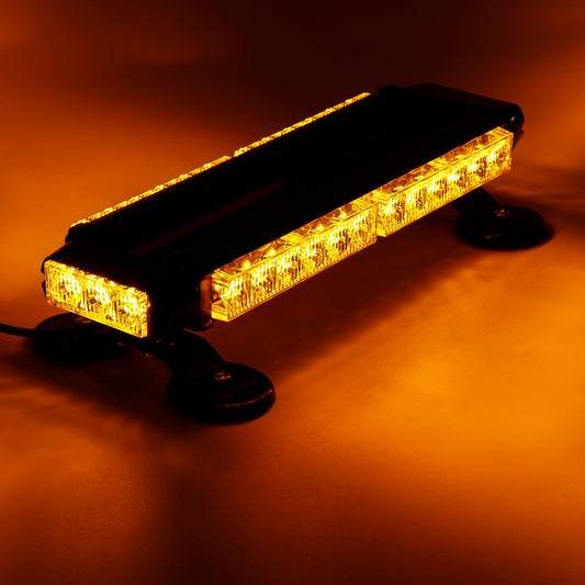 Goldenrod 12V 30W Car LED Roof Strobe Light Bar Emergency Signal Warning Flash Amber Magnetic 7 Modes Universal