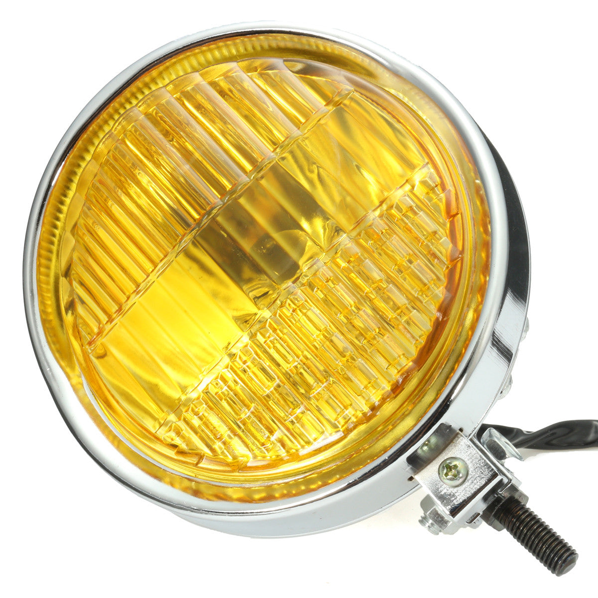 Goldenrod 5.75" Motorcycle Headlight Light Retro Metal Yellow Len For Harley Bobber Chopper