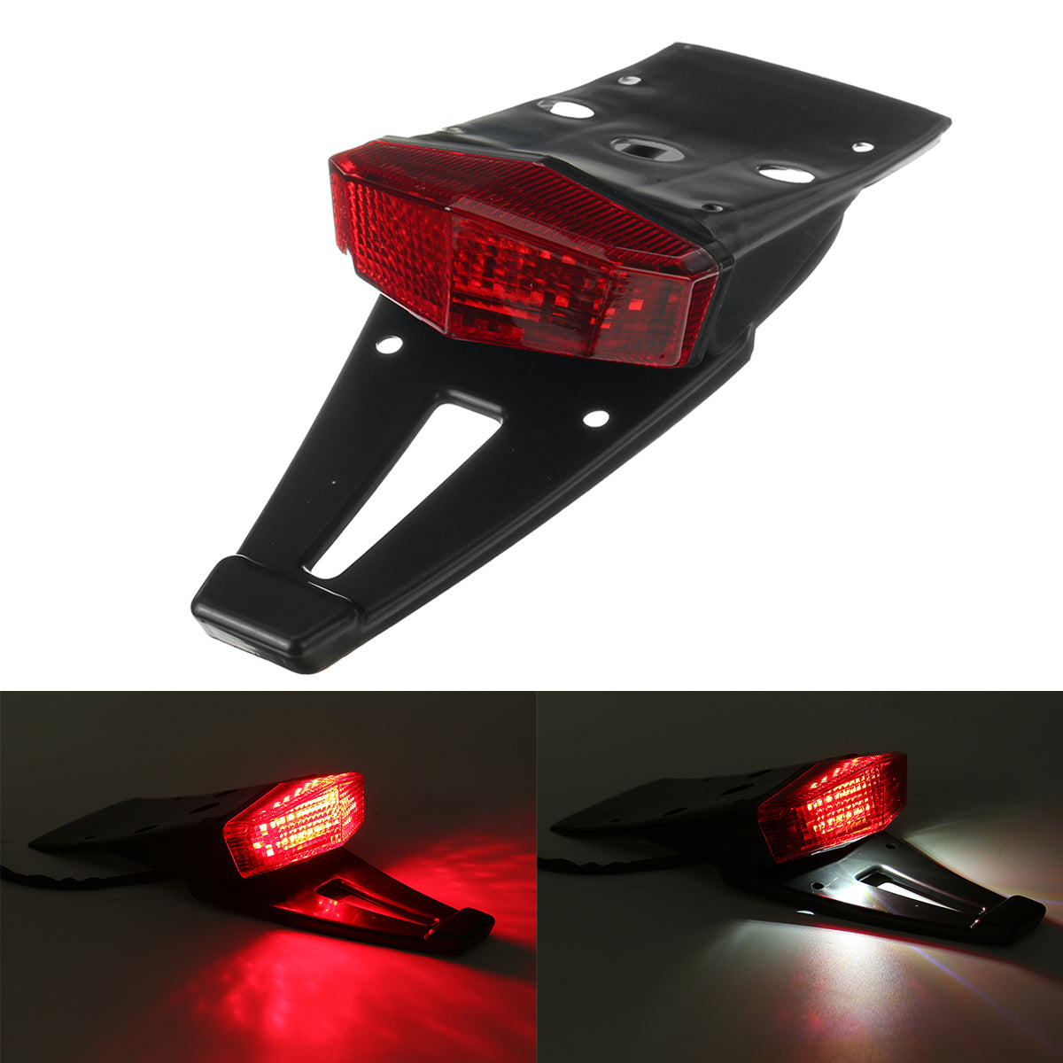 Dark Red 12V Motorcycle Integrated LED Rear Fender Driving Brake Stop Motorcross Tail Light Red