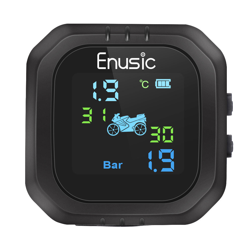 Dark Slate Gray Enusic™ Waterproof LCD Motorcycle TPMS Tire Pressure Monitor System With 2 External Sensor