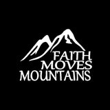Autoaufkleber „Glaube bewegt Berge“.