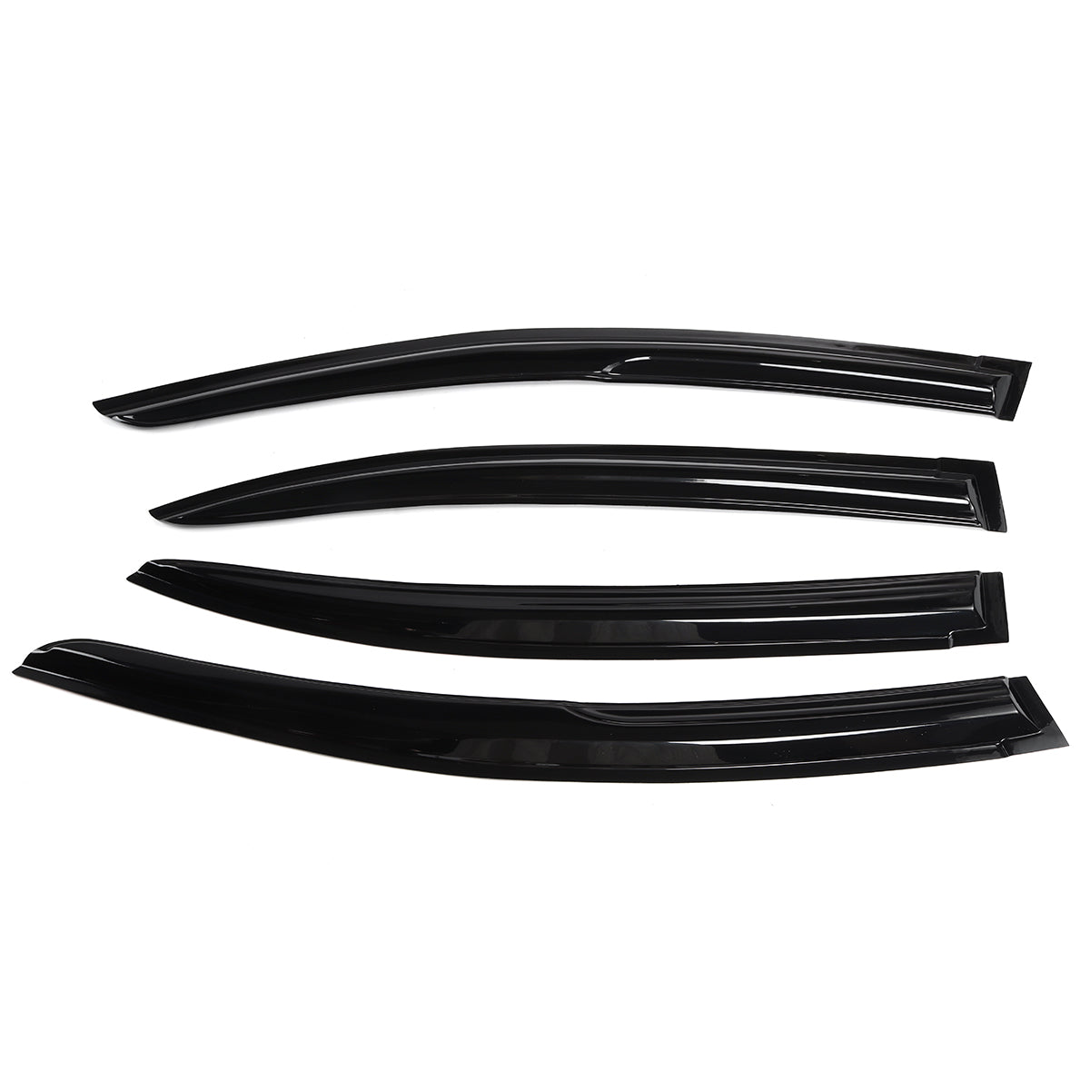 Black 4Pcs For Honda Civic JDM Wavy Mugen 2012-2015 Style Exterior Visor Vent Shades Window Sun Rain Guard Deflector