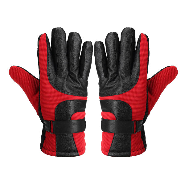 Firebrick Motorcycle Leather Gloves Touch Screen Winter Warm Waterproof Red Blue Black Grey