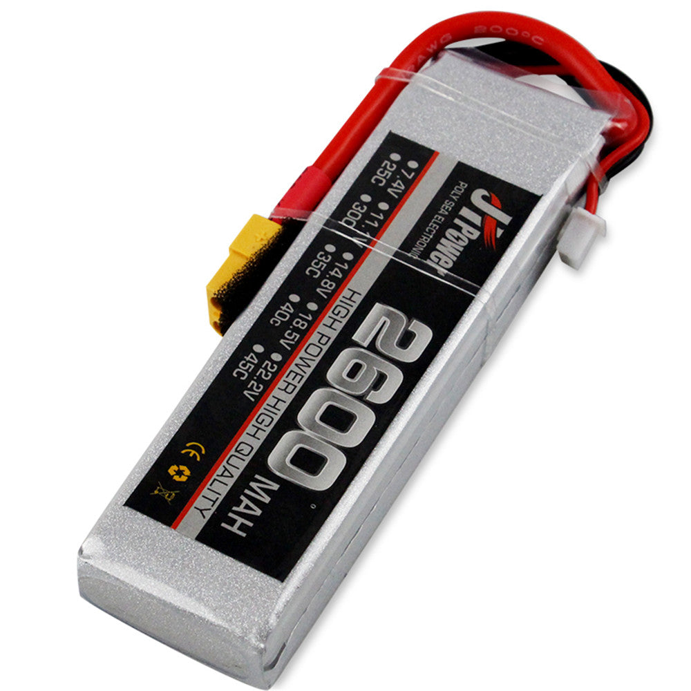Black JH Lipo RC Car Battery 2600mah 7.4v 2s 25c T/XT60 Plug For 1/10 RC Model 17*34*118mm