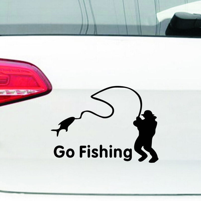 White Smoke Go Fishing Car Sticker 14x11cm Vinyl Car Window Decal Decals Graphics Sticker Car styling