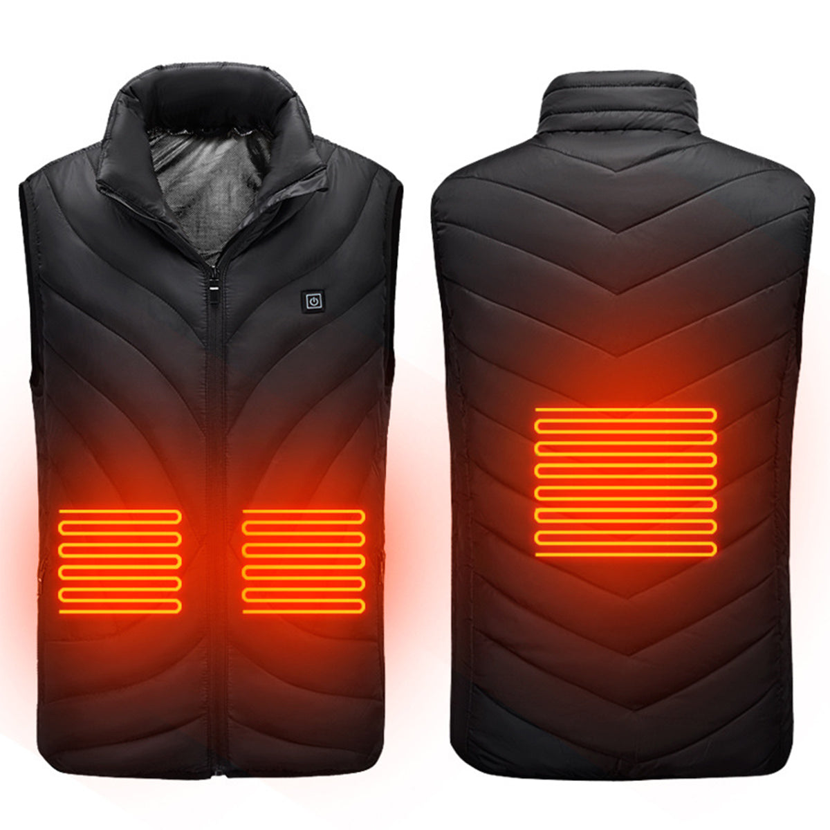 Tomato Red/Black 5V USB Heated Vest Men Winter Electrical Heated Sleeveless Jacket Outdoor Hiking