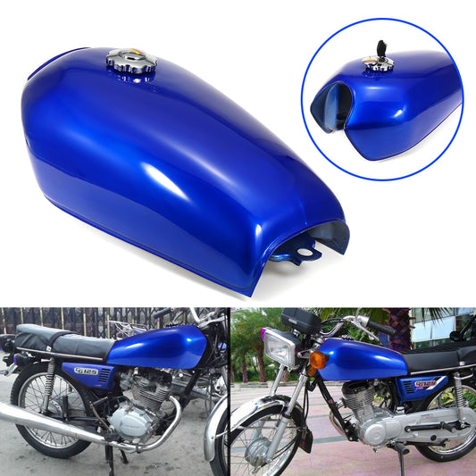 Dark Blue 9L 2.4 Gallon Motorcycle Cafe Racer Fuel Gas Tank with Petrol Cap Key For Honda CG125