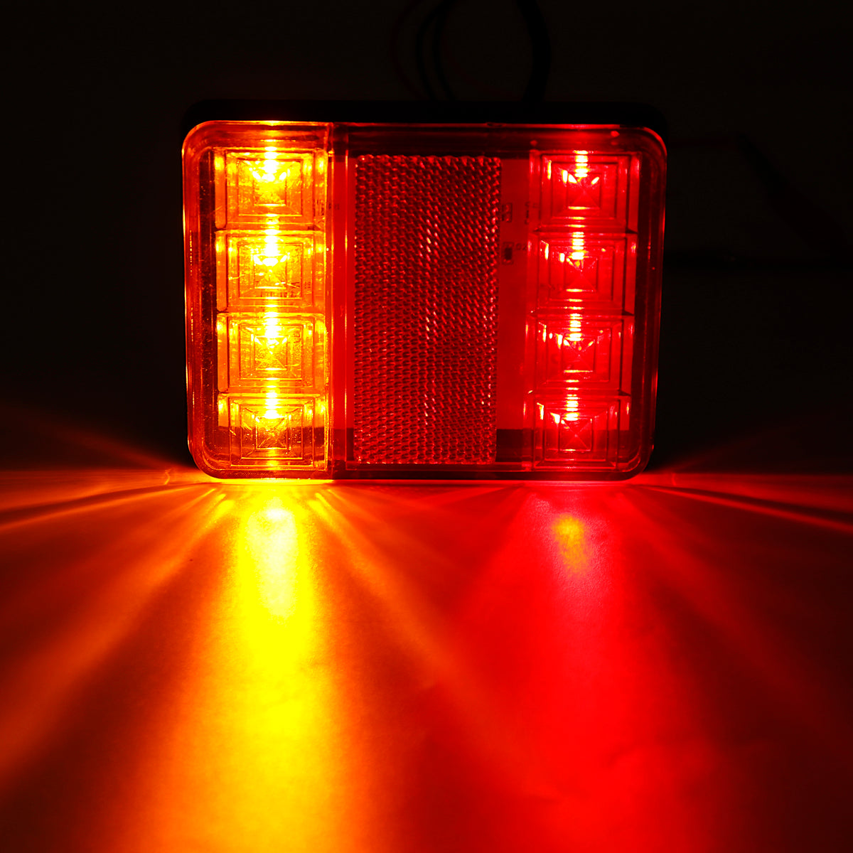 Red 2Pcs LED Rear Tail Stop Light RED+Amber 24V/12-80V Waterproof IP65 for Trailer Truck ATV