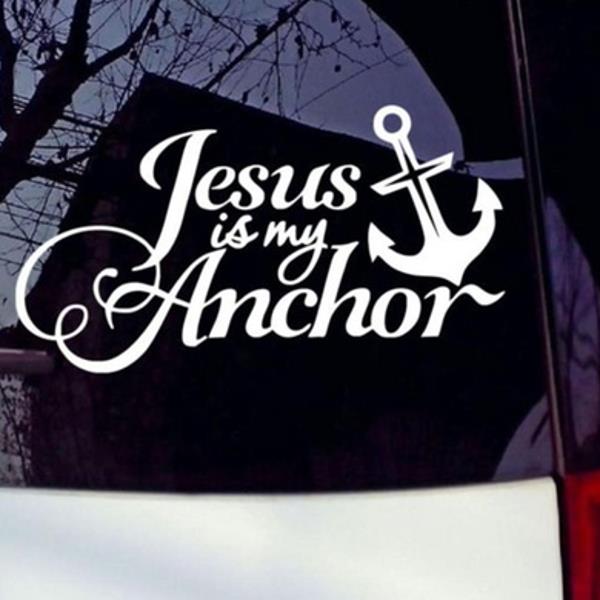 Black Car Sticker Jesus Is My Anchor Decals Vehicle Truck Bumper Window Wall Mirror Decoration