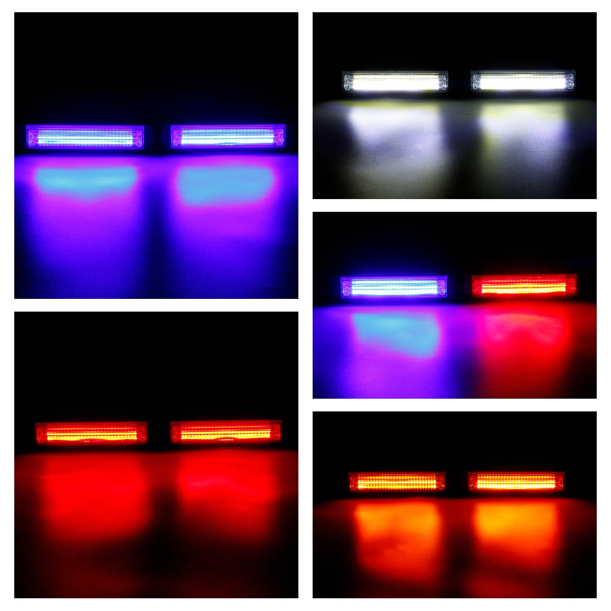Medium Blue 2Pcs 40W Front Grille COB LED Emergency Light Flashing Warning Strobe Lamp 12-24V