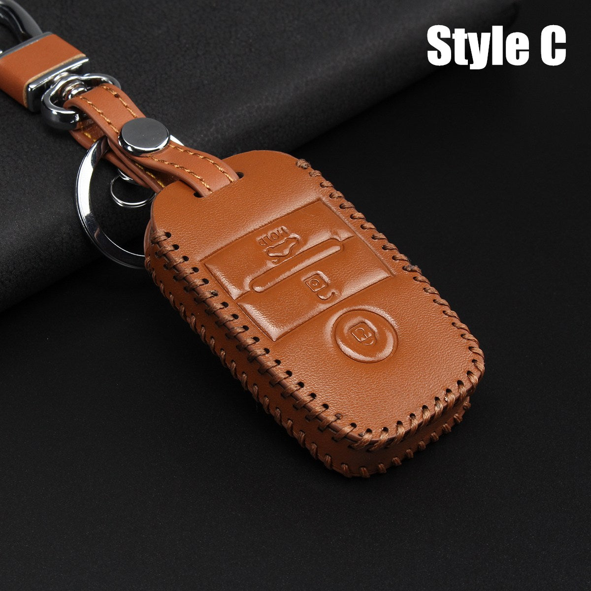 Sienna PU Leather Smart Remote Car Key Case/Bag 3 Button Cover Protector Holder for KIA