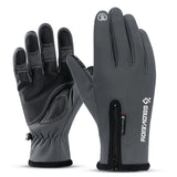 Dark Slate Gray Adults Touch Screen Gloves Zipper Thermal Winter Sports Warm Motorcycle Full Finger Mittens