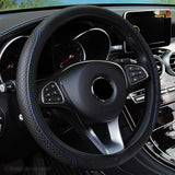 37-39cm Leather Car Truck Steering Wheel Covers Breathable Anti-Slip Comfortable - Auto GoShop
