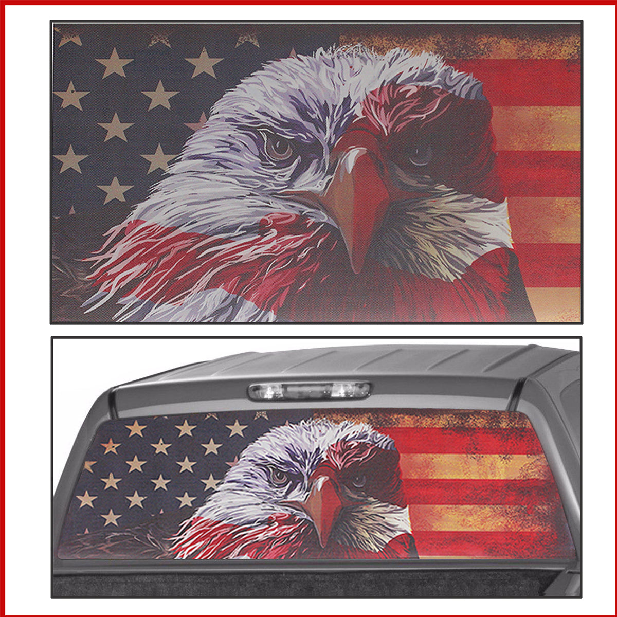 Dim Gray American Flag Bald Eagle Flag Stars Car Truck Rear Window Graphic Decal Sticker