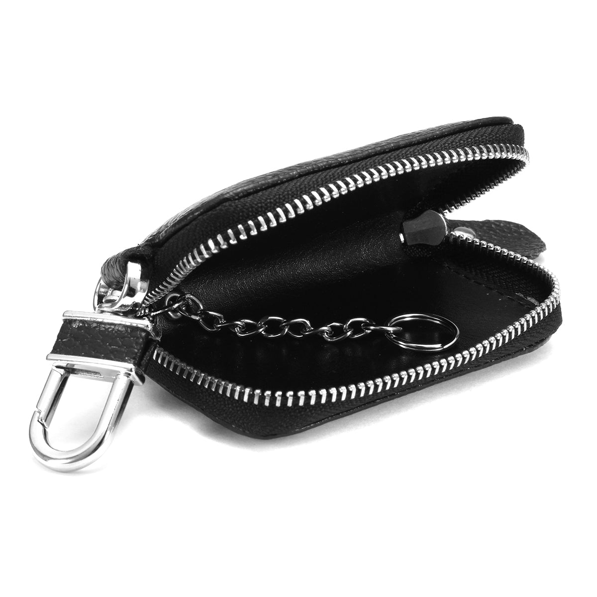 Black Universal Car PU Leather Smart Remote Key Case Holder Bags Fob Black