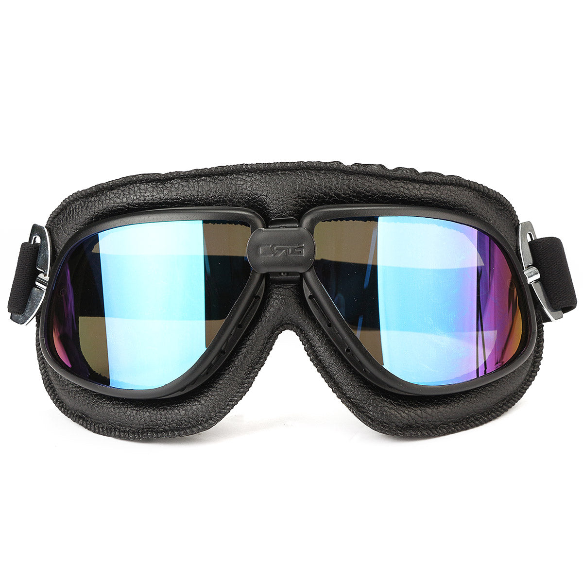 Light Cyan Motorcycle Goggles Scooter Helmet Leather Anti UV Fog Protector Glasses